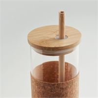 BICCHIERE IN VETRO CON CUSTODIA IN SUGHERO